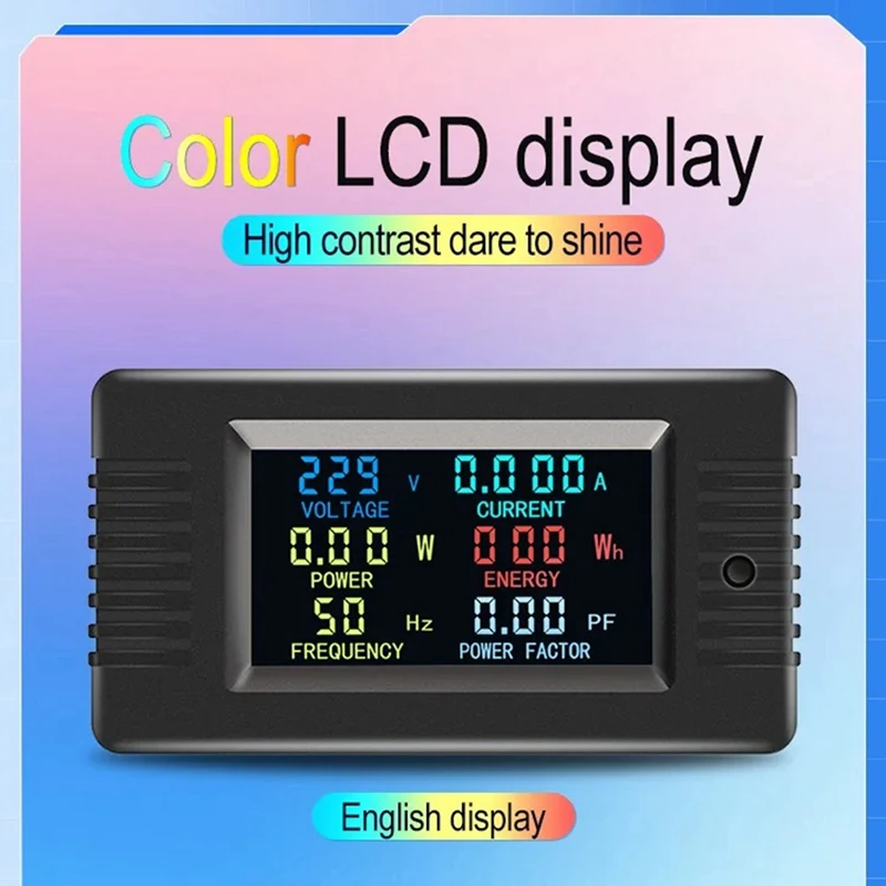 A73P-Peacefair PZEM-022 Digital Electronic Meter 6In1 Color LED Screen Single Phase Energy Meter Voltmeter Kwh Meter+Open CT