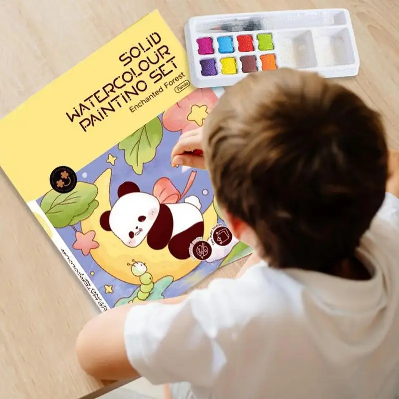 สีน้ําหนังสือสีน้ําสมุดระบายสีสมุดงานจิตรกรรม 24 หน้าศิลปะและหัตถกรรมชุดแปรงของเล่นเพื่อการศึกษา Art