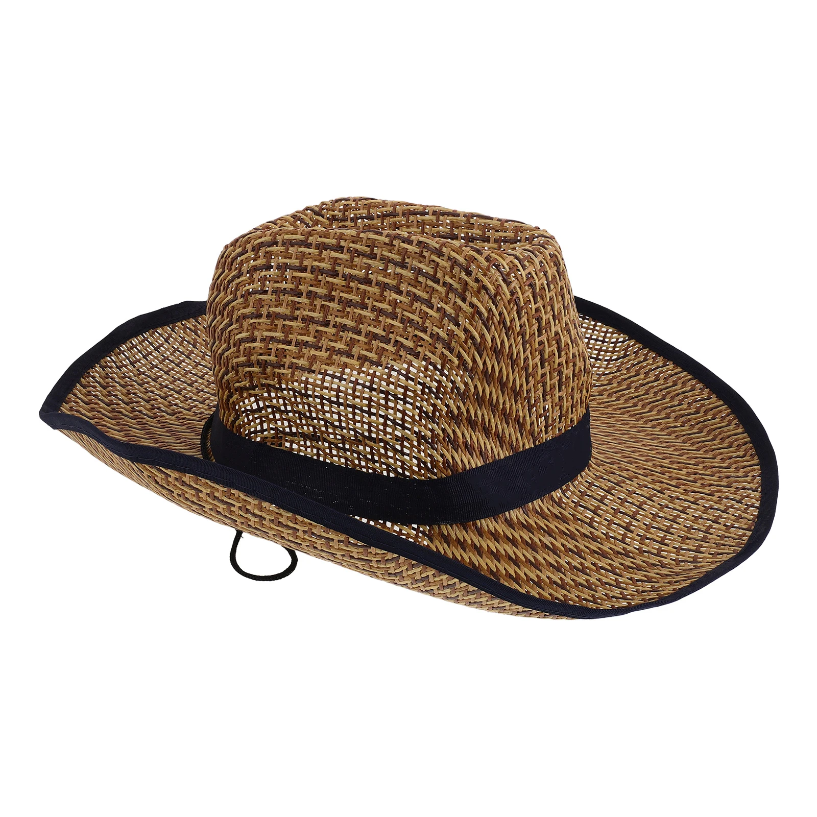 

1PC Straw Hats for Men Lightweight Blue Cowgirl Farmer Beach Fishing Sun Protection Outdoor Working Gardening Cowboy Style