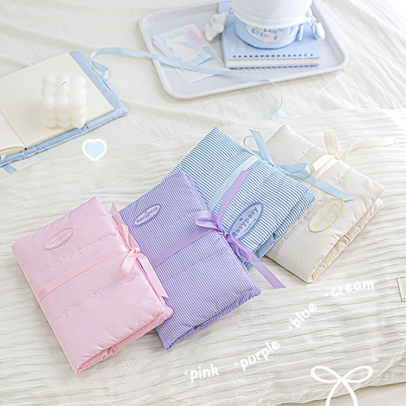 Lace-up And Bow-knot Handbook High-looking Cotton-filled Canvas Ribbon Notebook Girl's Handbook Kawaii School Stationery