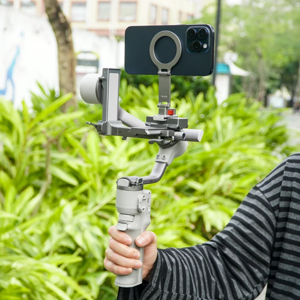 For DJI RS4 Mini Cold Shoe Design Adapter For Android phone for iPhone 14-16 Magsafe Magnetic Phone Holder with 1/4 Screw Hole