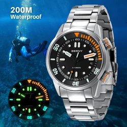 Reloj de buceo automático BERNY para hombre, diseño Original superluminoso, reloj de pulsera para hombre de 20ATM, reloj mecánico deportivo de zafiro para nadar para hombre