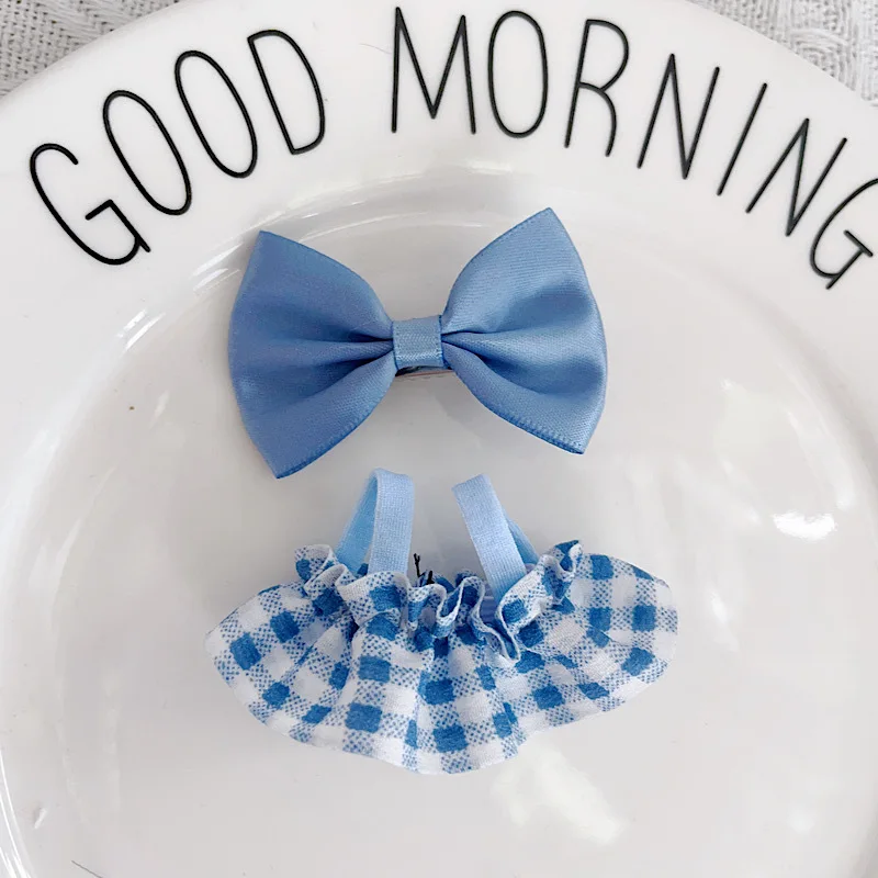 جديد دمية الزي ل LABUBU 4.0 Gen 10 سنتيمتر دبوس صغير لسلسلة الحب الأزرق سلسلة البولكا نقطة متقلب تنورة مع القوس اكسسوارات للشعر #6