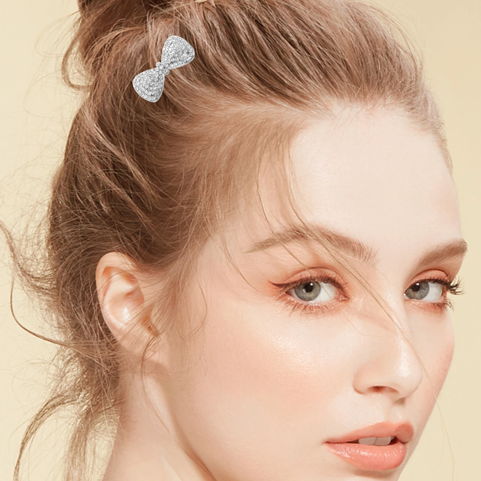 

2Pcs Bow Hairpin Sparkle Clips Alloy Barrettes Rhinestones Decorative Hair Clips for Women Teens Girls Pins