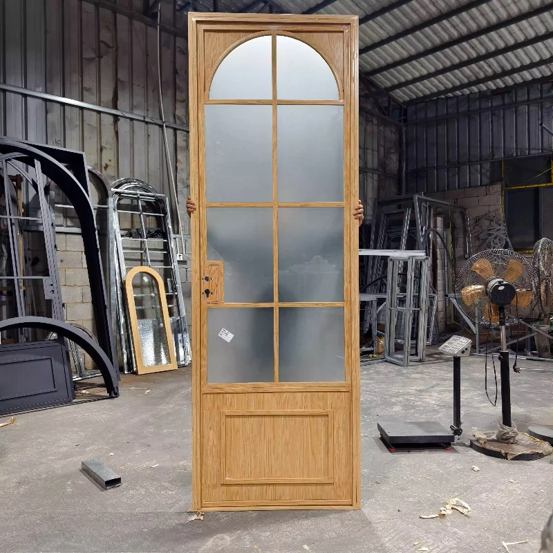 French wrought iron arched retro extremely narrow arc glass double open shop courtyard custom baking paint