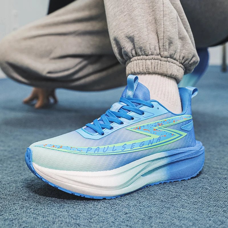 2026 Carbon Plate Running Shoes Students Teens Men Women Ultra-Light Popcorn Sole Lightweight Marathon Racing Training Sneakers
