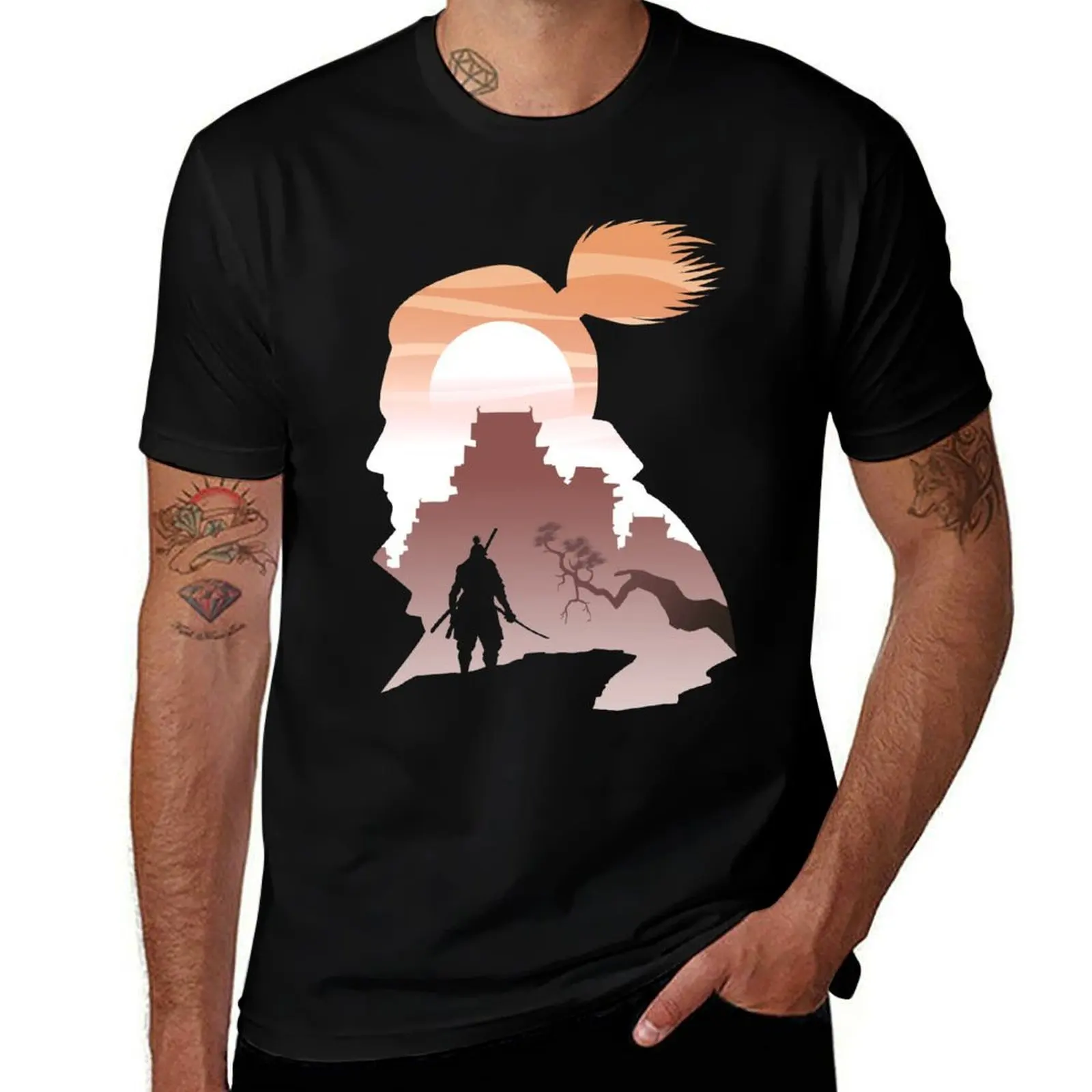 One-armed Wolf Shinobi T-Shirt Gym Exercise Short Sleeve T-Shirt