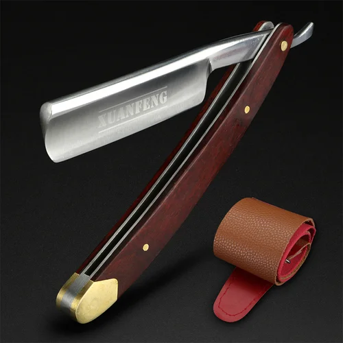 Imagen 2 del producto Maquinilla de afeitar plegable XUAN FENG con mango de caoba, maquinilla de afeitar recta afilada de acero endurecido de alta dureza para hombres