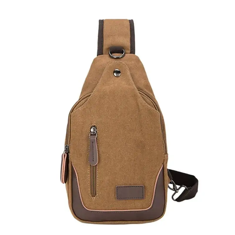 

European and American Trend New Men Single Shoulder Crossbody Bag Fashion Casual Outdoor Sports Cycling Washed Canvas Chest Bag