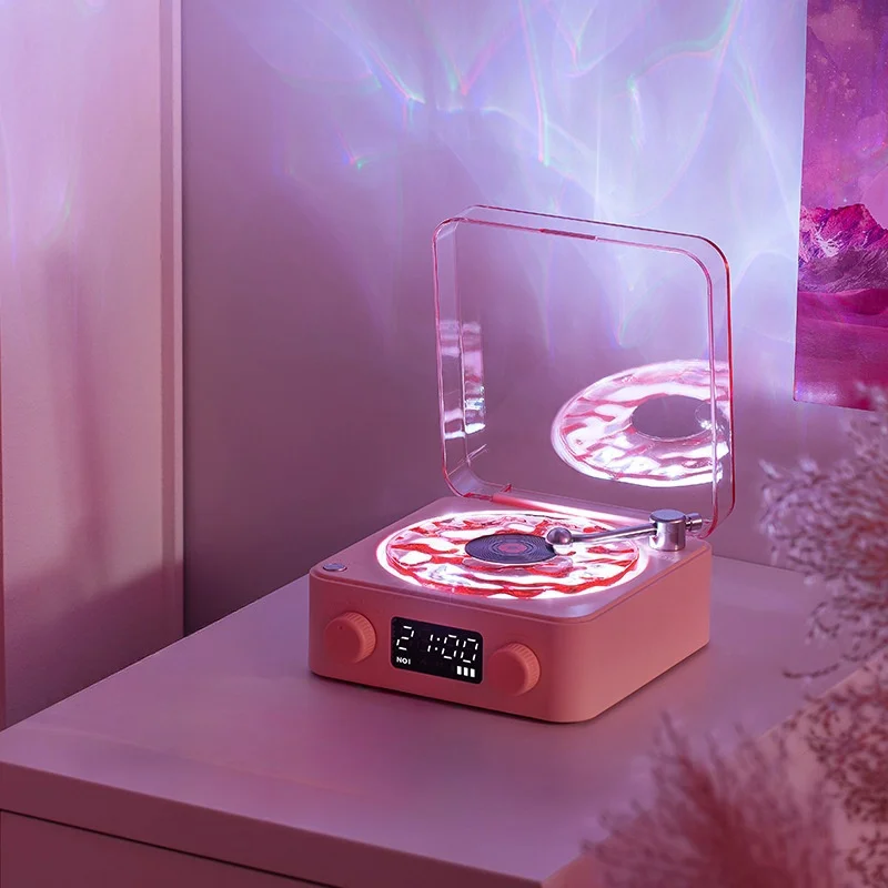 

Retro Player Sleep Assist Music Speaker Light 1500mAh Rechargeable Water Ripple Projector Night Light with Digital Clock