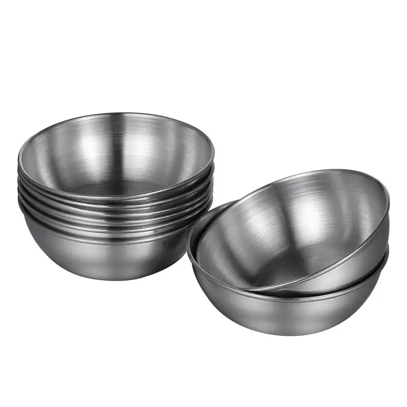 

8pcs Stainless Steel Sauce Dishes Food Dipping Bowls Round Seasoning Dish Saucer Appetizer Plates Home Reatarant Kitchen Tools