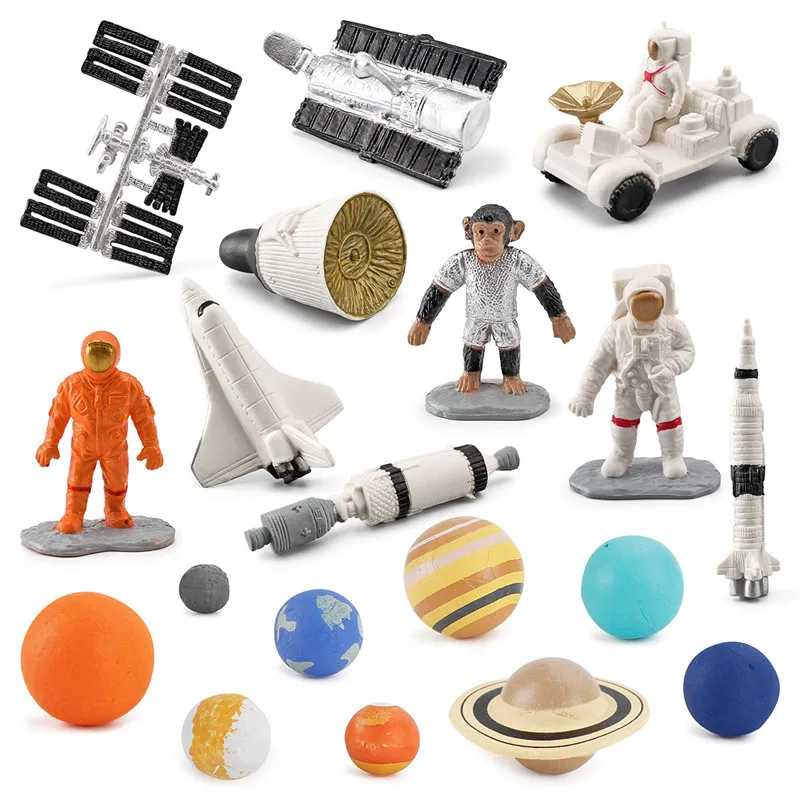 19Pcs Space Exploration Figures Astronaut Rocket Spacecraft Model Nine Planets Cognition Home Decoration Kids Educational Toys