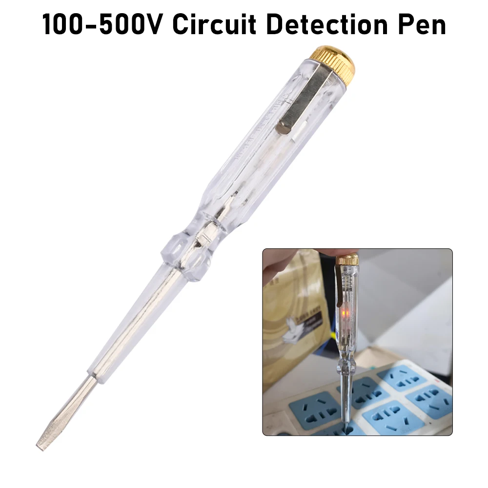 AC/DC100-500V Voltage Detector Test Pen Slotted Screwdriver Voltage Indicator Test Electric Test Pen Tools With Indicator Light