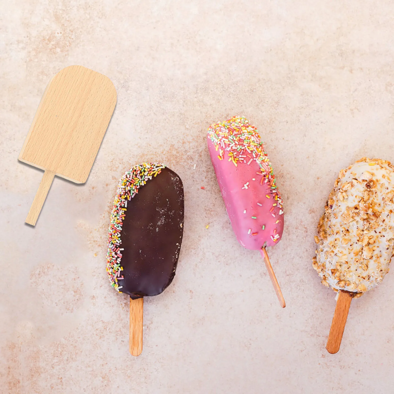 

7 Pcs Ice Cream Popsicle Decoration for Popsicles Kids Molds Craft Hanging Wood Crafts Unfinished Decors Small