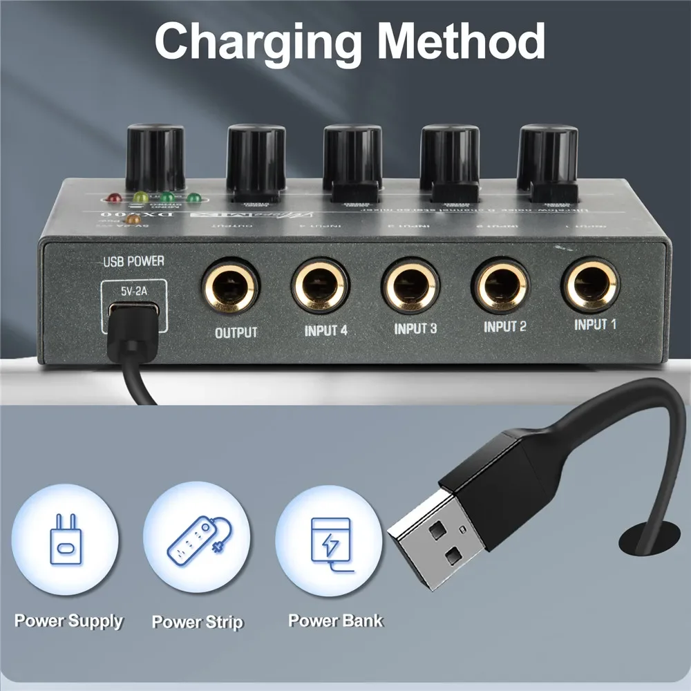 Upgraded Depusheng Ultra Low Noise 4/6/8 Channel Line Mixer Mini Sound Mixer Power Supply DC5V Easy Operation Audios Mixer