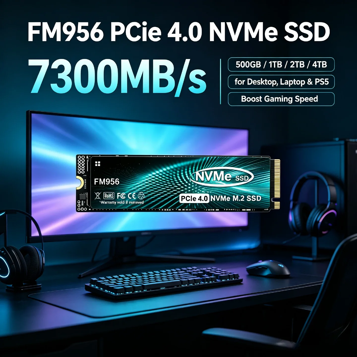 M.2 Nvme 4Tb Pcie 4.0 Ssd - für Desktop/Laptop/PS5 – Verkürzt Ladezeiten, erhöht