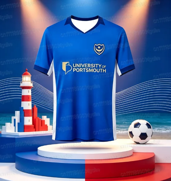 Fußballtrikot Portsmouth Saison 26-27 Herren Sommer 3D Sport T-Shirt Training Schnelltrocknendes Sweatshirt Top Familien-Set – Detail 4