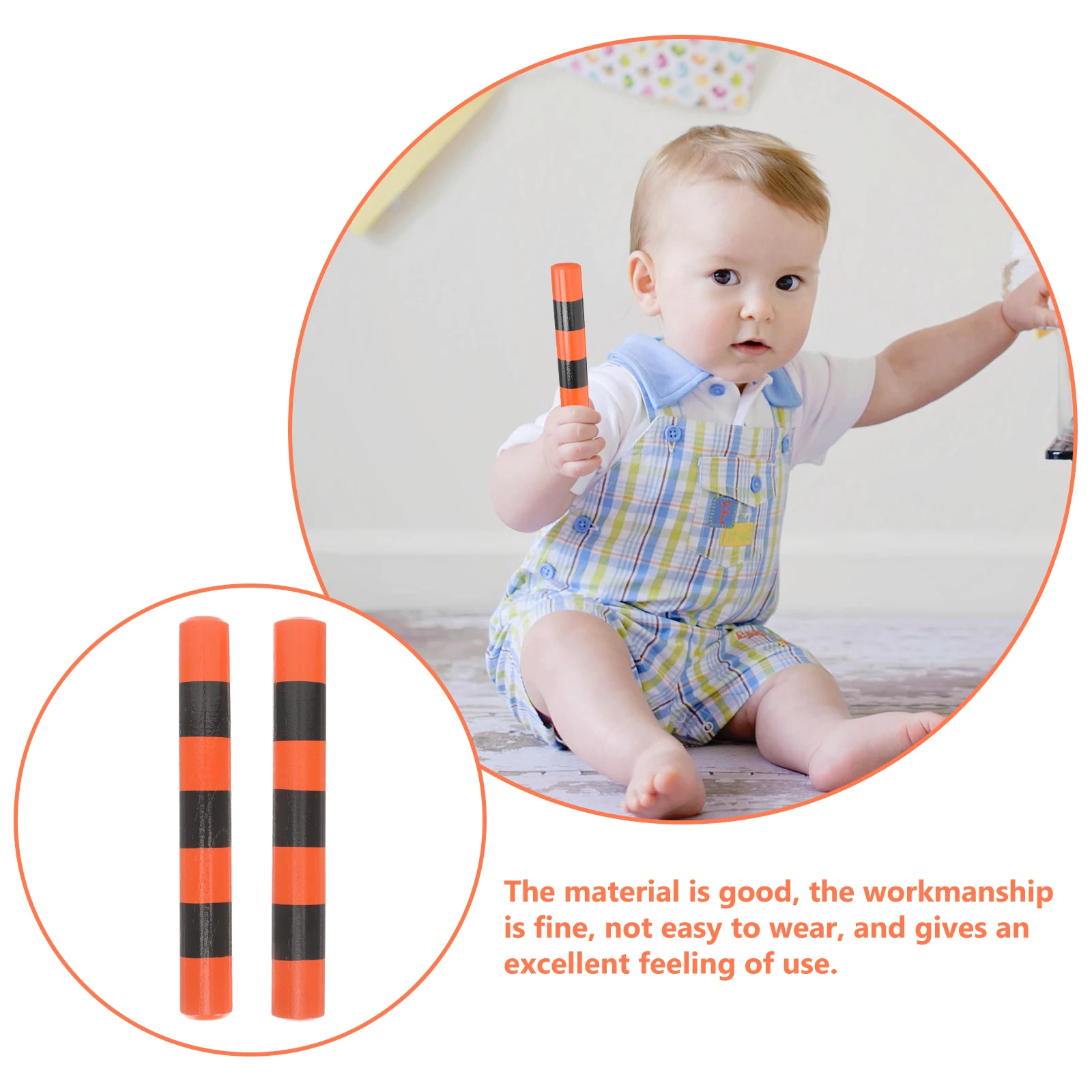 

2 Pcs Rhythm Stick Stripe Sound Children Musical Instruments Toy Kids Sticks Beating for Wood Classroom