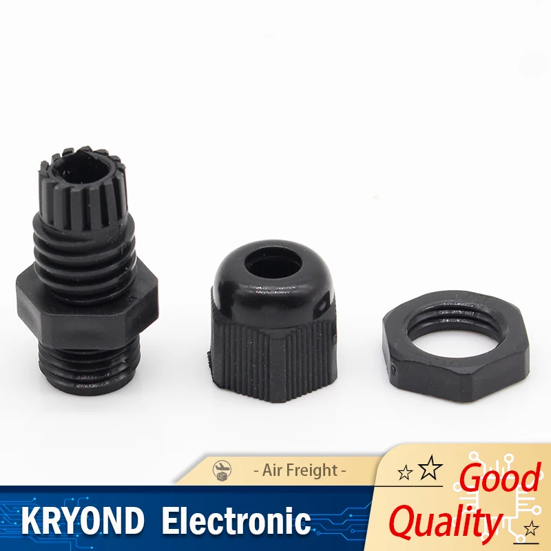 10PCS PG7 Black Plastic Waterproof Cable Glands Joints
