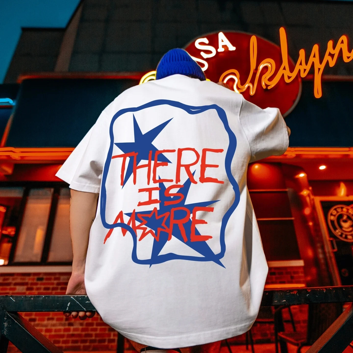 2026 Rough Hand‑Drawn Frame Star & There Is More Letter Back Print Streetwear Family Matching Outfit Parent‑Child T‑Shirt Tops