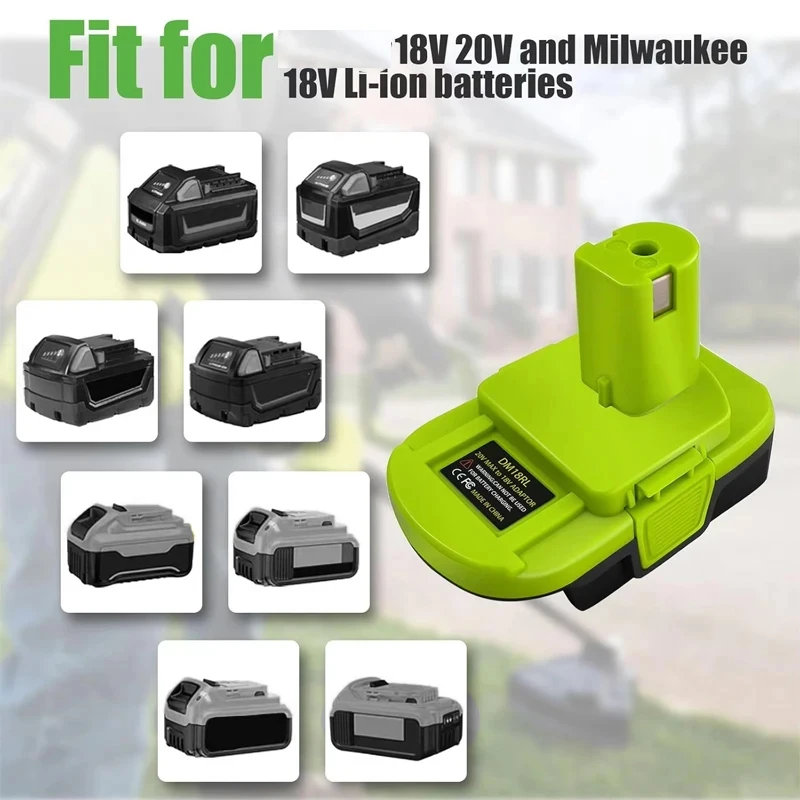 Batteriekonverter-Adapter DM18RL DM20ROB für DEWALT 20V für Milwaukee 18V Batterie zur Verwendung mit RYOBI Batterie-Elektrowerkzeugen Bohrmaschine – Detail 5