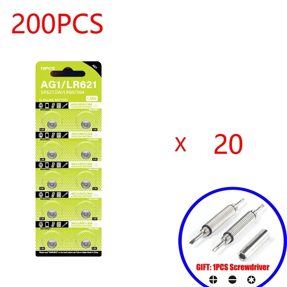 40-200PCSAG1 LR621 364 V364 164 531 SR621 SR621SW SR60 CX60 1,55 V batería alcalina para reloj llave de coche juguete remoto botón pila de moneda