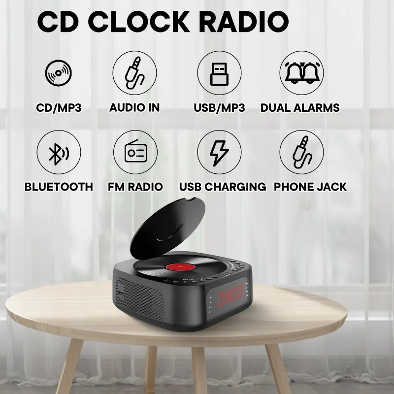 CD player Integrated FM radio Bluetooth speaker CD player Music player Radio Multi-country voltage