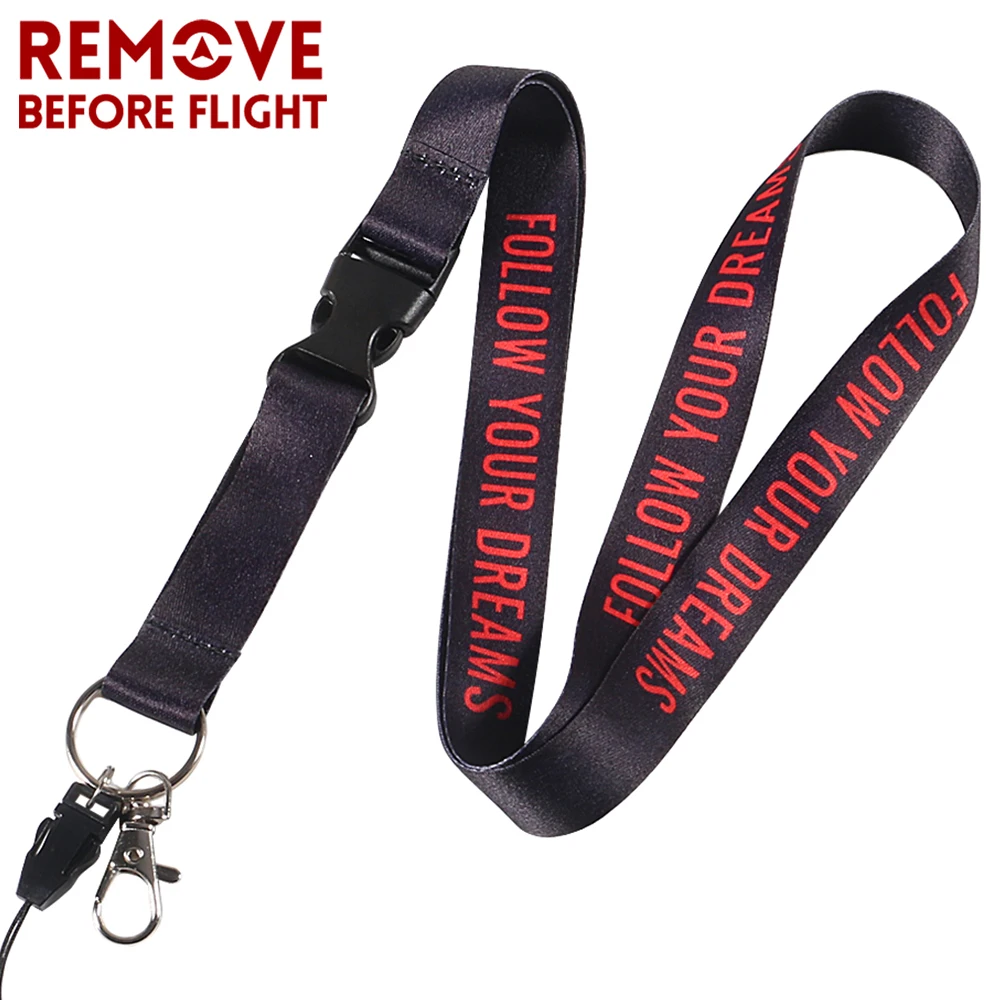 1 PCS Fashion Lanyards Follow Your Dreams For ID Badge Holders Pass Gym Mobile USB Badge Holder Lanyards Neck Strap Keyring