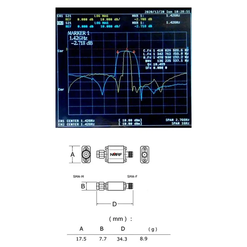 A99X  2400MHz Bandpass Filter Bandwidth 150MHz SMA Interface Reduce Noise Band Pass Filter for 2.4GHz Zigbee Anti Interference