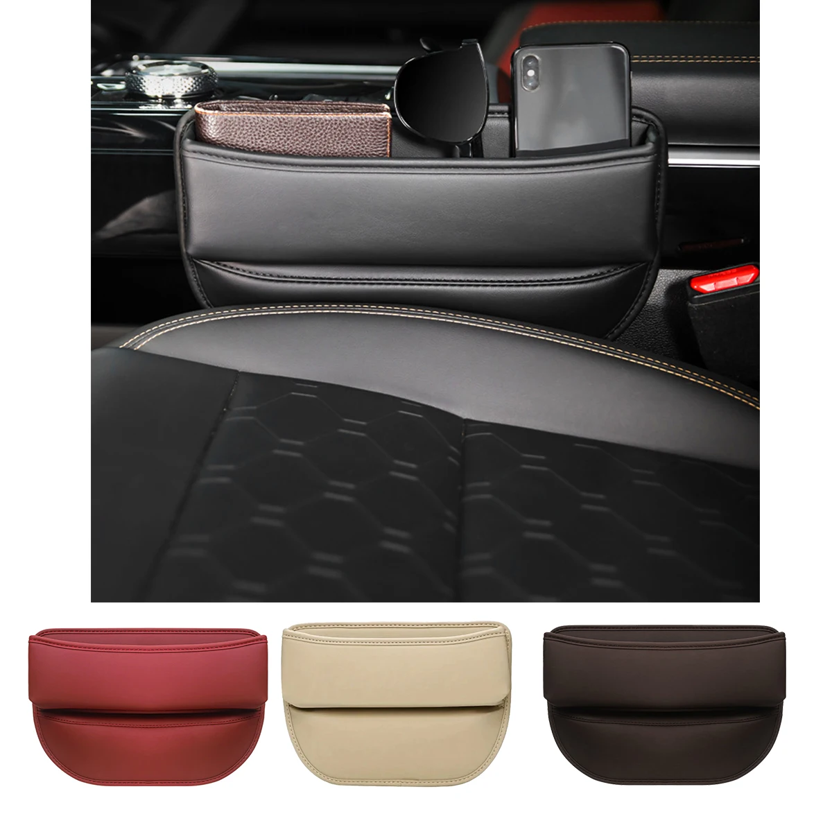 Car Seat Gap Box PU Leather Large Capacity Multifunctional Storage Miscellaneous Storage Box with Installation Gap Filling