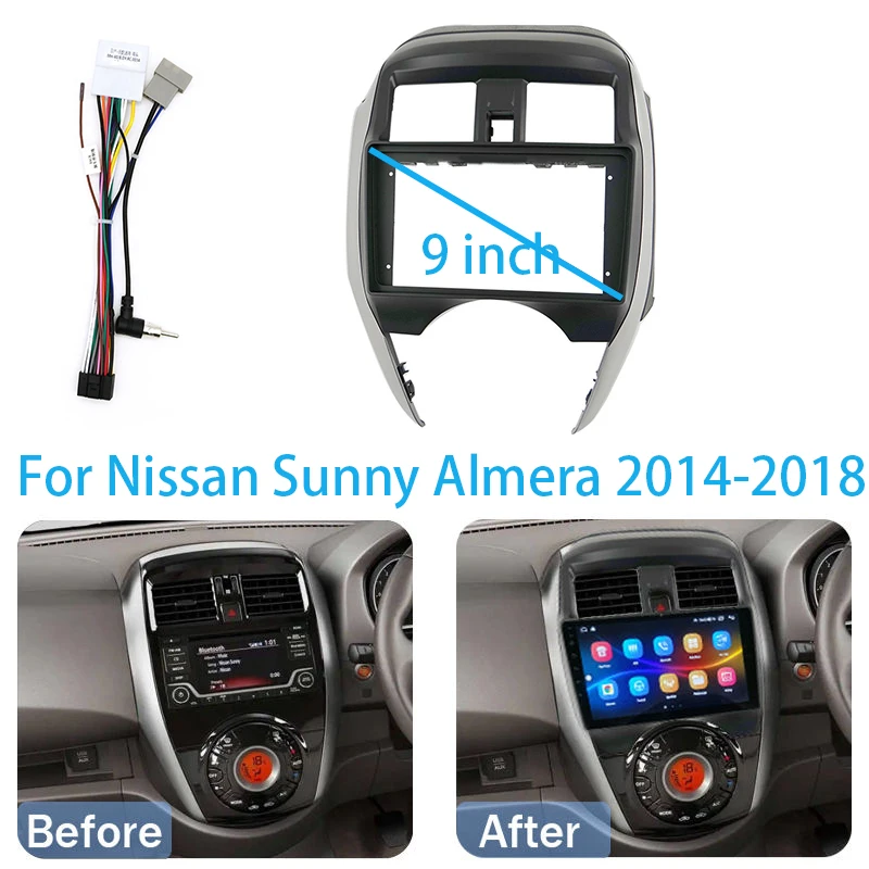 

9 Inch For Nissan Sunny Almera RHD 2014-2018 Car Radio Stereo Android MP5 Player 2 Din Fascia Panel Frame