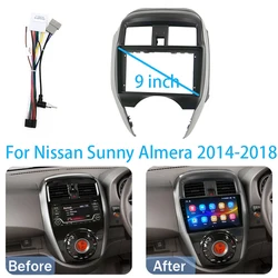 9 Inch For Nissan Sunny Almera RHD 2014-2018 Car Radio Stereo Android MP5 Player 2 Din Fascia Panel Frame