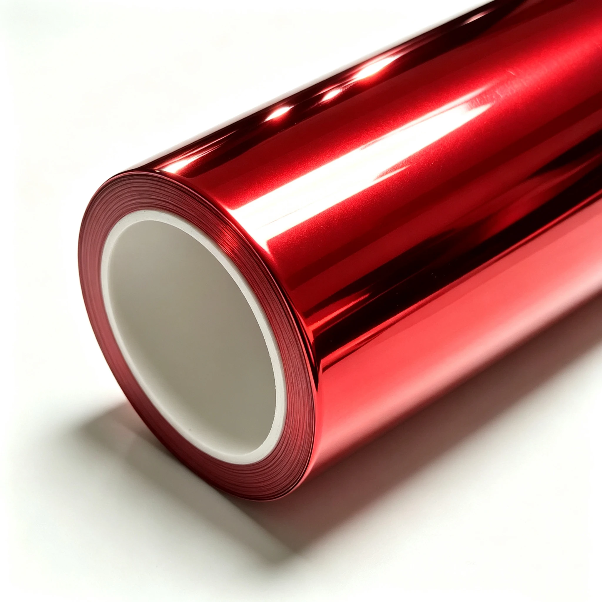 Red Mirror Chrome Stretchable Flexible Metallic Vinyl Wrap Film With Air Release Self Adhesive Car Motorcycle Wrapping Sticker