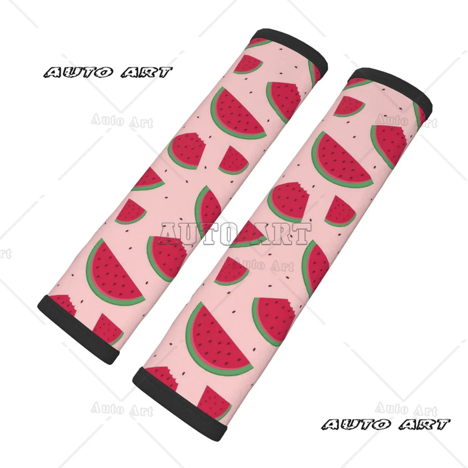 Watermelon Fruit Summer Seat Belt Cushion 2-piece Set Shoulder Protection Comfortable Seat Belt Shoulder Strap Luggage Strap