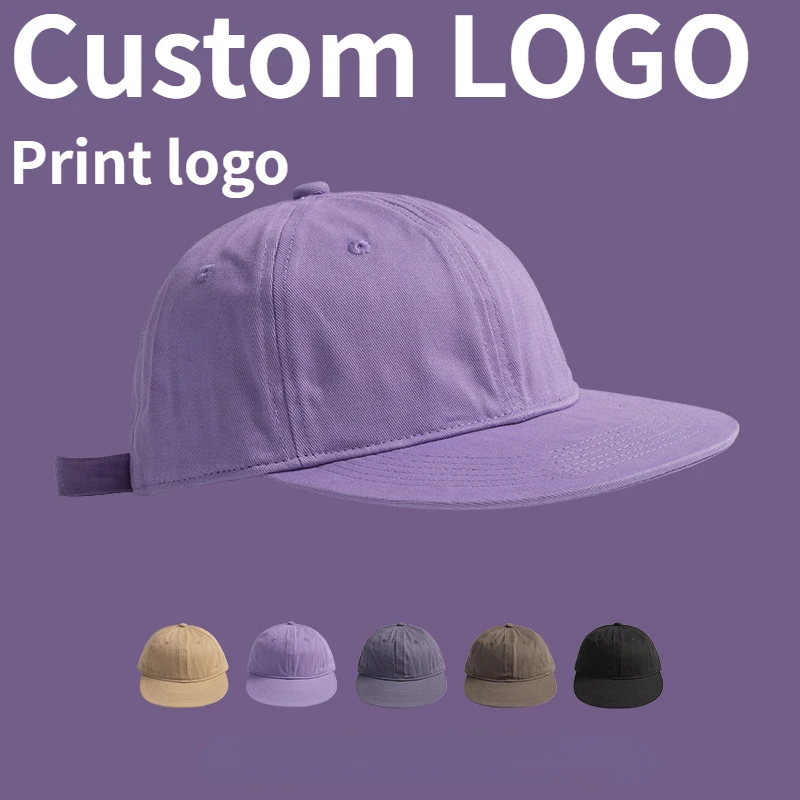 

Customized Logo Wide-brimmed Sunshade Baseball Cap for Men and Women Casual Solid Color Flat-brimmed Adjustable Hip-hop Hat