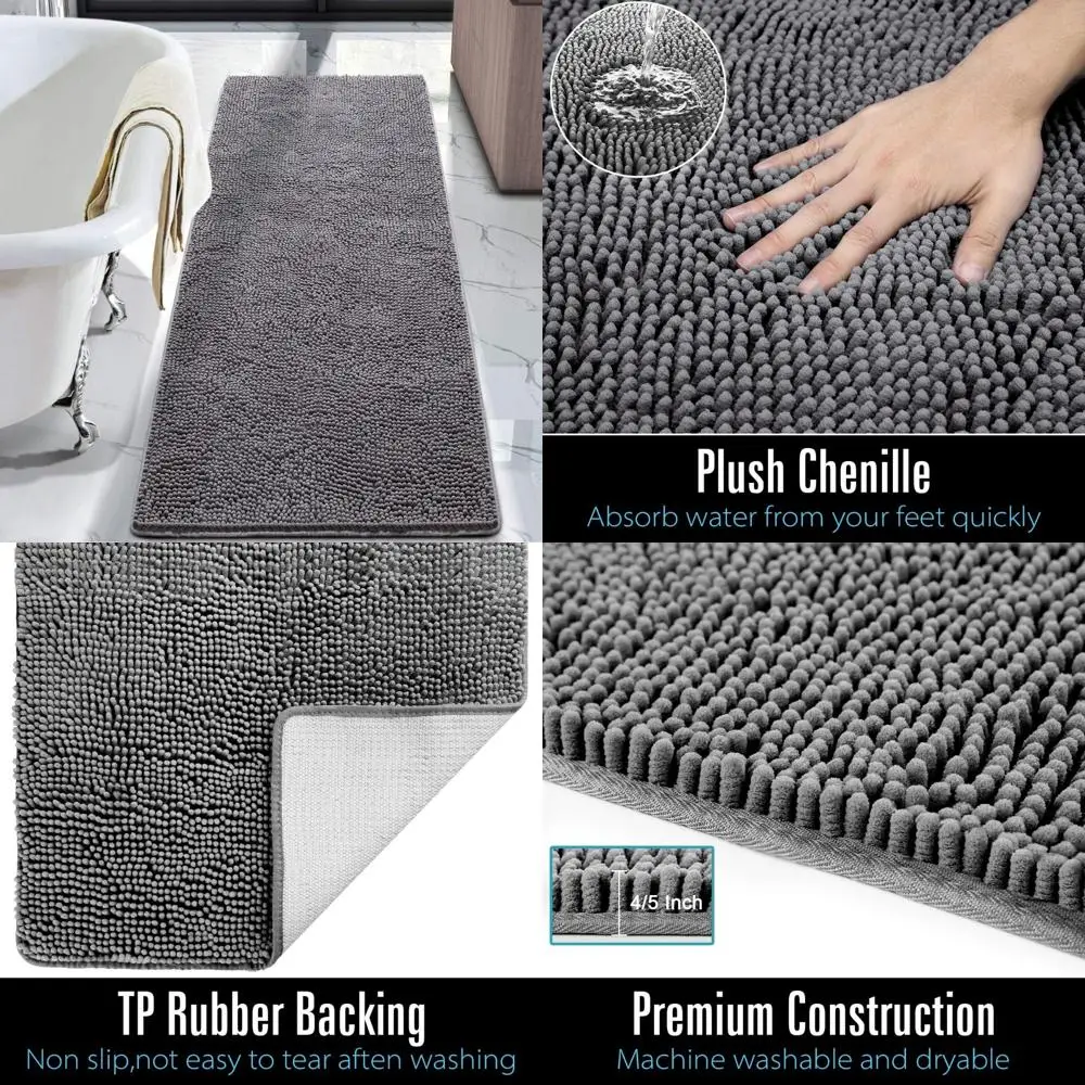 

Нескользящий коврик для ванной комнаты, моющийся коврик для ванной, впитывающий коврик для ванной, мягкий коврик для ванной из микрофибры monstera замечательный коврик с тиснением в форме листа для душа