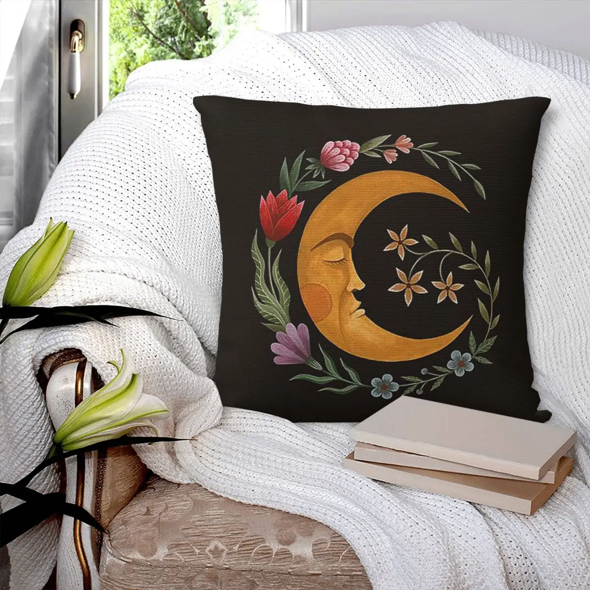 Midsummer Moon Square Pillowcase Pillow Cover Polyester Cushion Decor Comfort Throw Pillow for Home Living Room