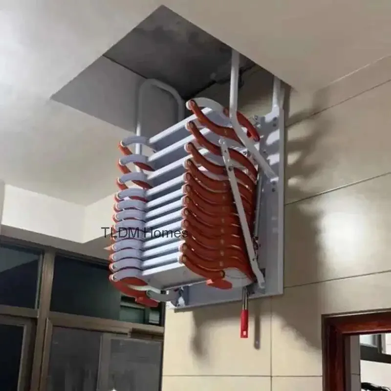 Muebles multifuncionales para el hogar, escalera plegable Invisible, escaleras telescópicas para interiores y exteriores, escaleras gruesas de aleación de aluminio