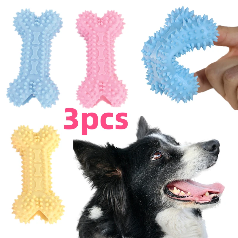 

Dog Bite-resistance Chew Toy Bone Shape Soft Rubber Teeth Grinding For Dog Outdoors Interaction Pet Flying Disc Training Ball