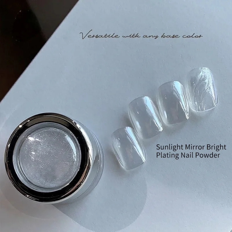 Y2K Sommer Sonnenlicht Hochtransparentes Nagel-Chrompulver Spiegelglanz Perlweiß Nagel-Reibepulver DIY Maniküre-Staub – Detail 6