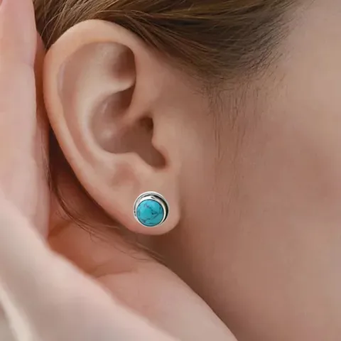 Серебряные серьги-гвоздики с бирюзой 8 мм