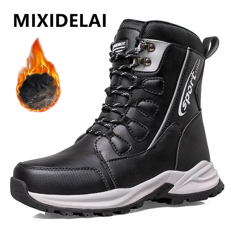 

Brand Winter Men Snow Boots Warm Plush Men's Boots Waterproof High-top Ankle Boots Top Quality Non-slip Men's Hiking Sneakers