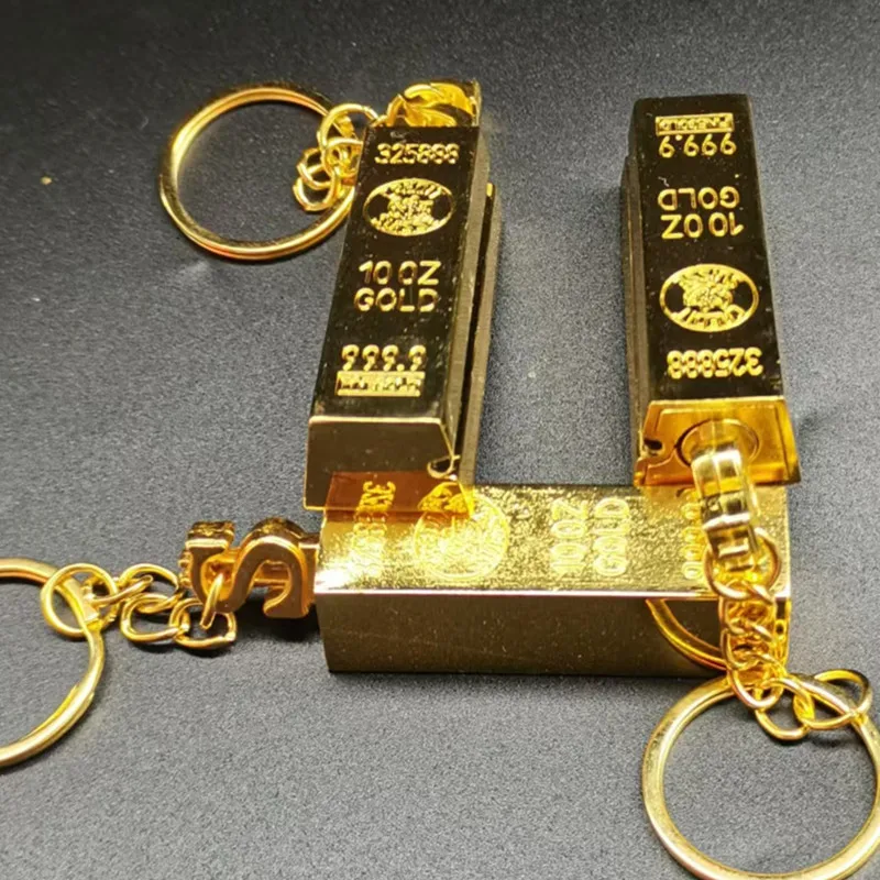 New Gold Bar Design Metal Pendant Lighter Open Flame Smoking Accessory for Outdoor Adventure Small Portable Lighting Tool