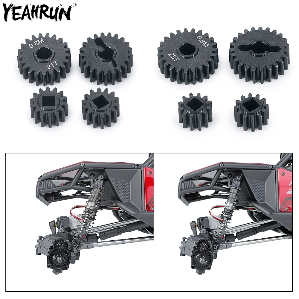 YEAHRUN 4szt Metal 0.8M 14+21T 12+23T Overdrive Portal Gears For 1/10 Axial Capra 1.9 UTB AXI03004 AXI03000 RC Crawler Car