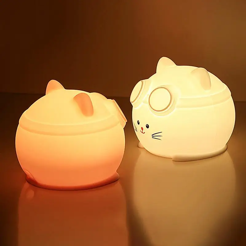 Lampada da tavolo carina in silicone con luce notturna per gatti Lampada da comodino touch dimmerabile con funzione timer Luce notturna ricaricabile tramite USB