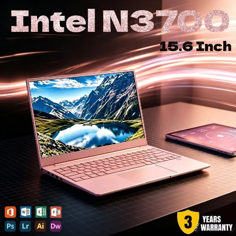 2026 New Ultra Slim 15.6 Inch Gaming Laptop Intel N3700, 1.6GHz Base 2.4GHz Turbo 16GB RAM 2TB SSD High Performance Notebook