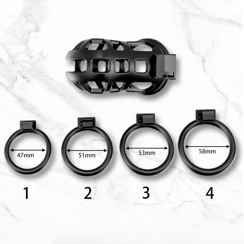 Gabbia di castità maschile Blocco uretrale erotico Giocattoli del sesso Dispositivo Anello per pene maschile con 4 dimensioni SM Prodotti Gabbia Chastete Manicotto per pene