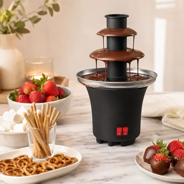 Mini Home Chocolate Fountain, Electric Chocolate Fondue Fountain with Tray Machine for Parties, Stainless Steel, Melts Cheese, Queso, Candy, - Ideal for Festive Parties, Family Friends Events Gathering & Romantic Weddings, Cooking Enthusiasts Gifts 3