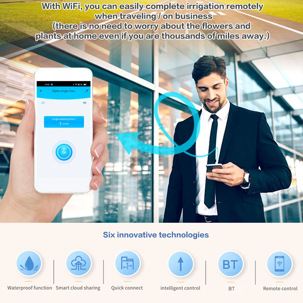 Tuya ZigBee Watering Timer Drip Irrigation Controller Automatic System APP Control Compatible with Amazon Alexa and Google