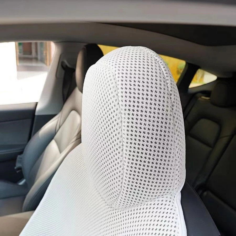 Breathable Summer Front Seat Cover For Tesla Model Y & Model 3 2019-2024 3D Mesh Ice Silk Sweat Absorbent Essential Protector